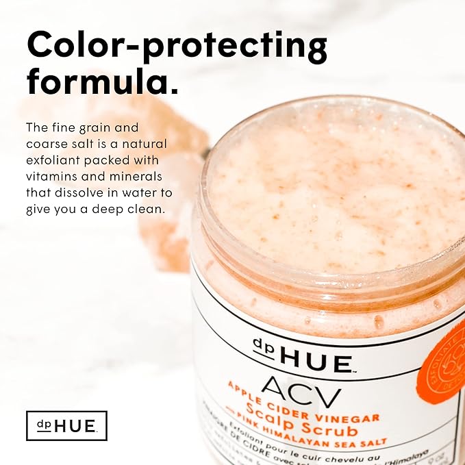 dpHUE Apple Cider Vinegar Scalp Scrub - 9 oz, Pack of 2 - Natural Exfoliating Scrub & Dry Scalp Treatment - With Pink Himalayan Sea Salt, Aloe Vera & Avocado Oil - Gluten Free, Vegan