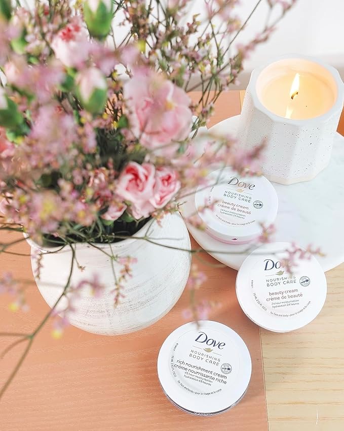 Dove Nourishing Body Care, Face, Hand, and Body Beauty Cream for Normal to Dry Skin Lotion for Women with 24-Hour Moisturization, 12-Pack, 5.07 Oz Each, Jar