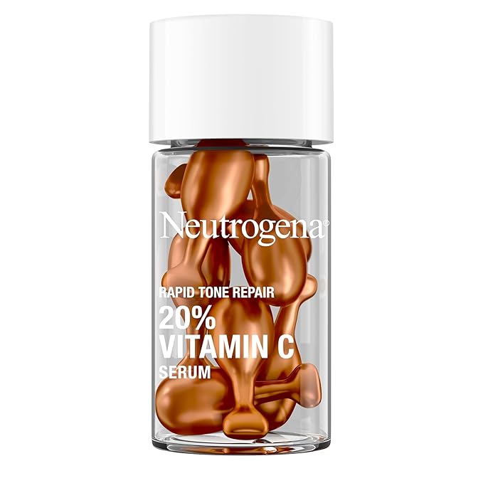 Neutrogena Rapid Tone Repair 20% Vitamin C Face Serum Capsules, Daily Facial Serum with Vitamin C to Help Brighten Skin Tone & Reduce Look of Dark Spots, 7 ct