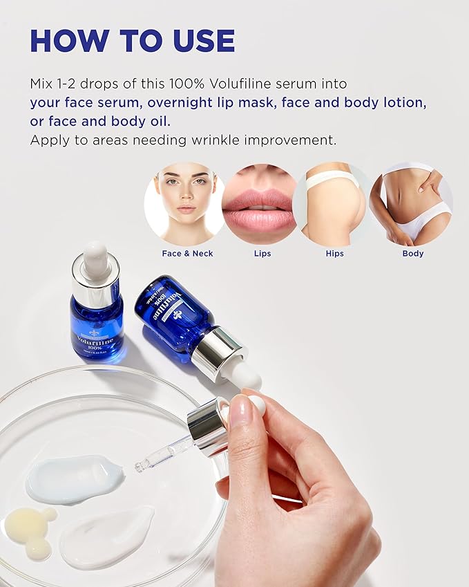 100% Volufiline Serum Skincare – Advanced Firming & Lifting Facial Ampoule from France Sederma, Intense Hydration & Skin Rejuvenation for Youthful, Perfect for Layering & DIY, 0.33 fl.oz (10ml)