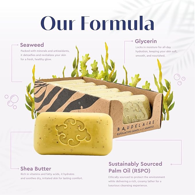 Exfoliating Sea Loofa Soap - Natural Fragrance - Hydrating & Moisturizing Triple-Milled Luxury, 5 oz (Pack of 6)