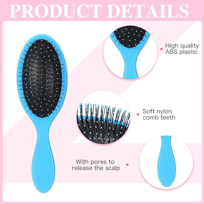 Nuogo 3 Pieces Hair Brush Detangler Soft Bristles Detangling Brush Round Painless Comb Glide Through Tangles with Ease for Most Hair Types Women Men Boys and Girls Wet and Dry Curly