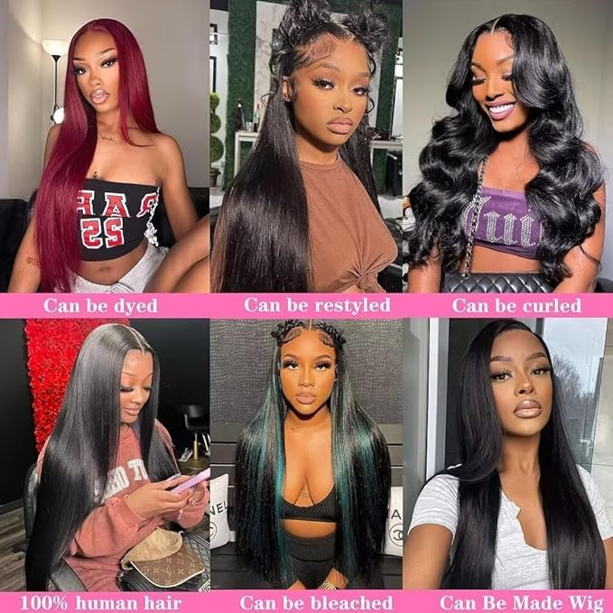 10A Straight Bundles with Frontal 10 12 14 with 10 Inch Human Hair Bundles with Closure 100% Unprocessed Brazilian Virgin Human Hair Weave 3 Bundles with Frontal HD Lace