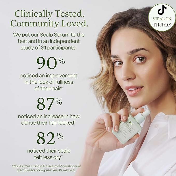 Divi Scalp Serum, Clinically Tested Hair Growth Formula, for Fuller and Thicker Hair - 30ml - 2 Pack