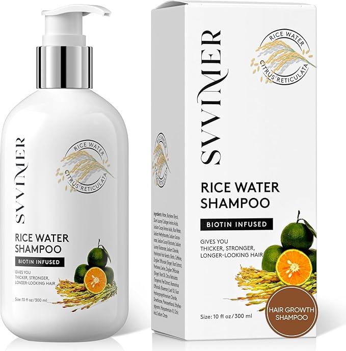 Rice Water Hair Growth Shampoo - Biotin Thickening Shampoo for Hair Loss and Thinning - Sulfate Free for Women and Men 10 Fl Oz (Pack of 1)