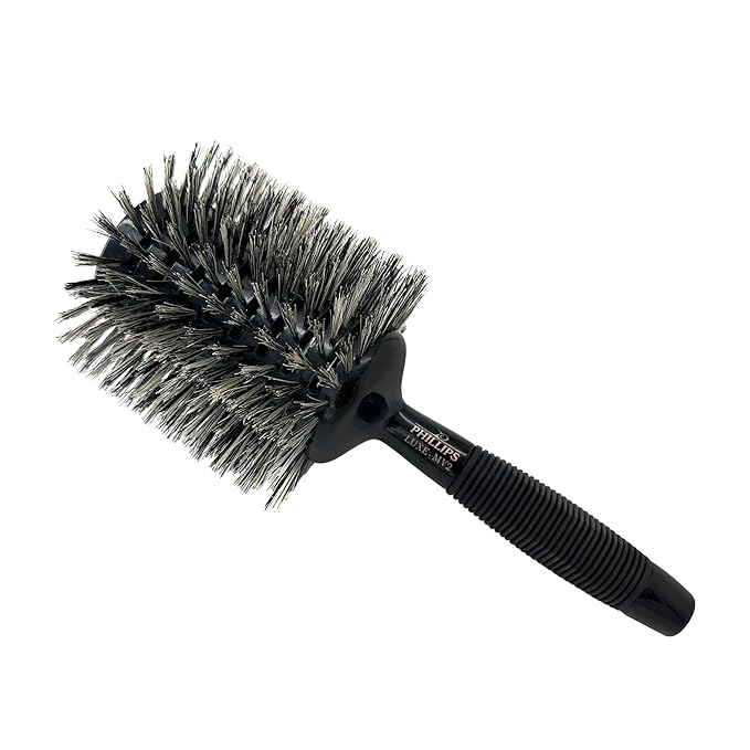 Phillips Brush Luxe Monster Vent 2 Professional Hair Brush (4.5” Diameter Barrel) – Black & Rose Gold Vented Hairbrush with Nylon Reinforced Boar Hair Bristles, Ergonomic Rubber Grip