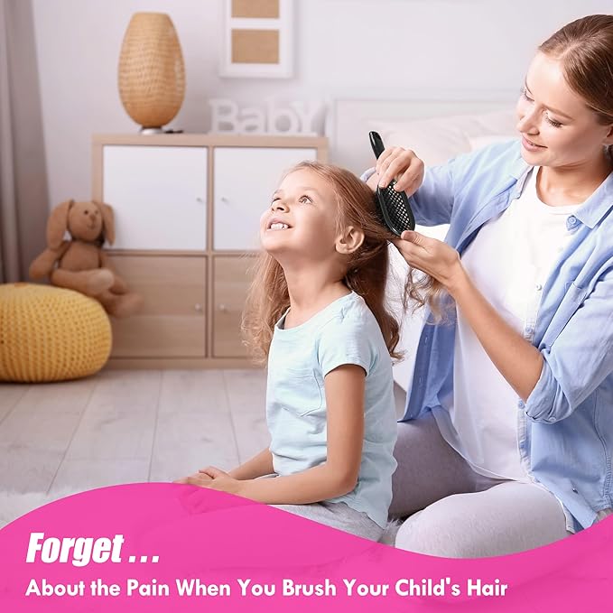 Vented Detangling Hair Brush - 2 Pack Detangler Hairbrush for Effortless Tangle Removal - Ultra-Soft Bristles -For Natural Curly Straight Wet Dry Damaged Hair for Women Men Kids