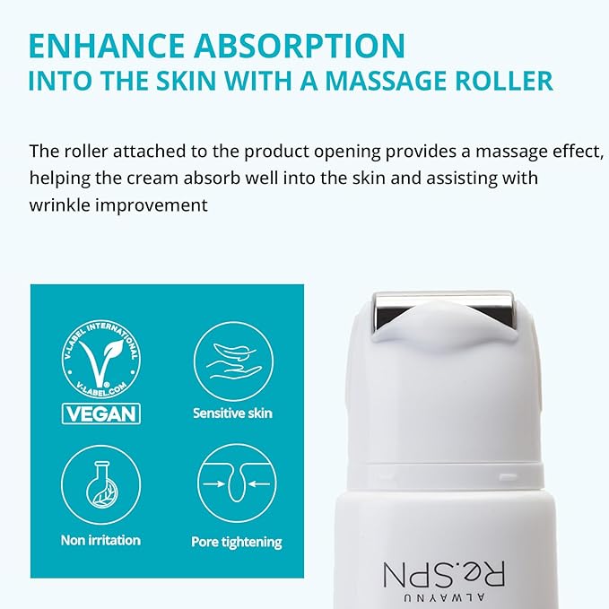 Re.SPN Bakuchiol Lifting Roller Cream, Niacinamide, Retinol, Adenosine, Caffeine | Self-Care, Vegan, Intense Hydration | Korean Face and Neck Cream with Guasha, Korean Skin Care(50ml/1.69 fl oz)