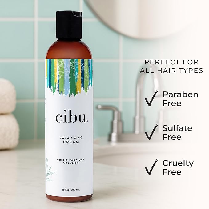 CIBU Volumizing Cream | Hair Thickening and Volumizing Creme for All Hair Types | Lotion for Added Body and Volume | 8 Ounces