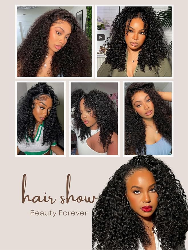 Beauty Forever V Part Curly Wig Human Hair EasiContour Vpart Wigs No Leave Out Glueless Upgraded U Part Wigs for Women Clip In Half Wig None Lace Front Wigs Natural Color 150% Density 14inch
