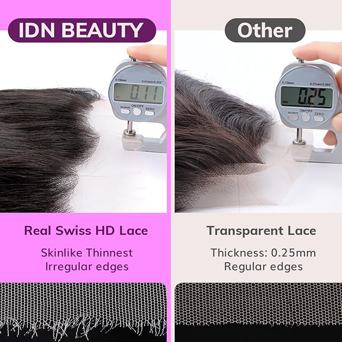 IDN BEAUTY SKINLIKE REAL HD 6x6 Lace Closure Human Hair 20 Inch Body Wave Closure Bleached Single Knots HD Closure Ultra-thin HD Lace Closure Virgin Human Hair 0.1 mm Pre Plucked Hairline Closure