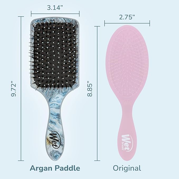 Wet Brush Paddle Shine Enhancer with Argan Oil, Distressed Wood - Ultra-Soft IntelliFlex Detangling Bristles with Boar Bristles For A Smooth & Shiny Finish - Pain-Free Hair Brush For Women & Men