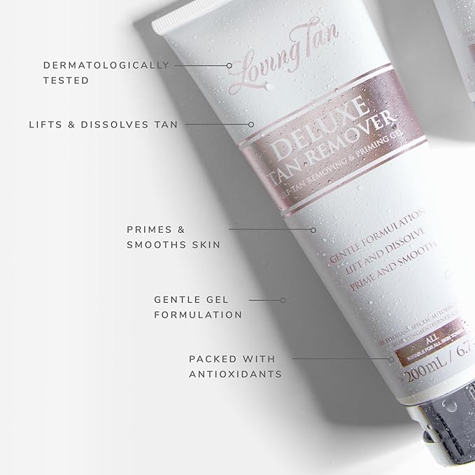 Loving Tan Deluxe Tan Remover Gel - Effective & Gentle Self Tanning Remover, Self Tanner Remover Suited for All Skin Types - Cruelty Free, Sulphate, Paraben & PEG Free - 6.7 Fl Oz