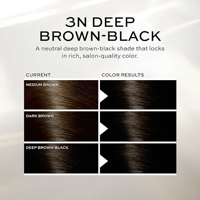 John Frieda Precision Foam Colour, Deep Brown Black 3N, Full-coverage Hair Color Kit, Anti-Fade Gray Coverage, Deep Color Saturation Hair Dye, 1 Application