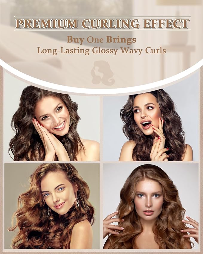 YEEGOR 1 1/4 Inch Curling Iron, Extra Long Ceramic Barrel Curling Iron for Long Hair Get Wavy Curls,Dual Voltage Hair Curler for Travel,Rose Gold
