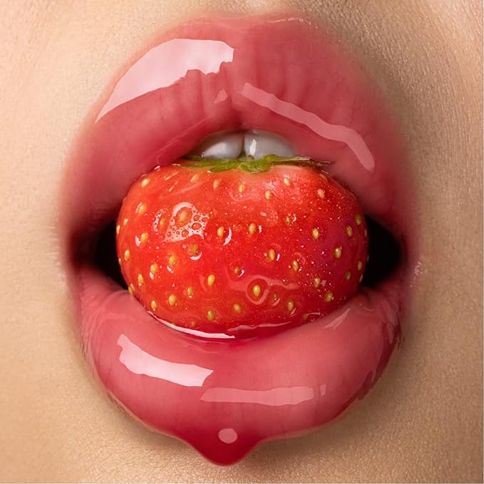 Gisou Honey Infused Hydrating Lip Oil, Nourishing Lip Moisturizer for Dry Lips, High Shine, Smooth Finish, Sheer Pinky Red Shade, Juicy Strawberry Scent, Strawberry Sorbet, 8ml