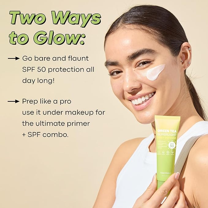TONYMOLY Green Tea Korean Sunscreen for Face, Travel Size Sunscreen SPF 50, Non-Greasy & No White cast, Daily Broad Spectrum UV Protection with Niacinamide, Panthenol & Hyaluronic Acid, 50ml