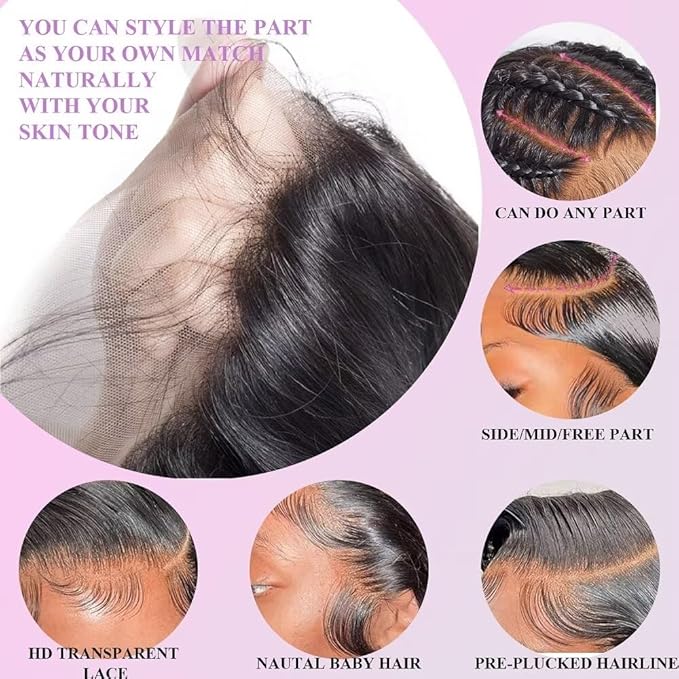 10A Straight Bundles with Frontal 12 14 16 with 10 Inch Human Hair Bundles with Closure 100% Unprocessed Brazilian Virgin Human Hair Weave 3 Bundles with Frontal HD Lace