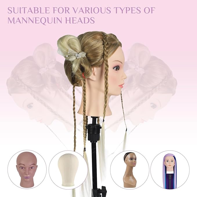 Neverland Beauty Mannequin Head with Hair and Wig Stand Tripod Set, 26 Inch Ombre Golden Mannequin Head with Stand Hair Braiding Cosmetology Manikin Head with Tripod For Braiding Styling