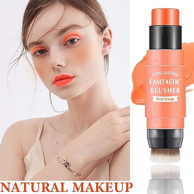Cream Blush Stick,Blush Stick for Cheeks with Contour Citrus Pink)