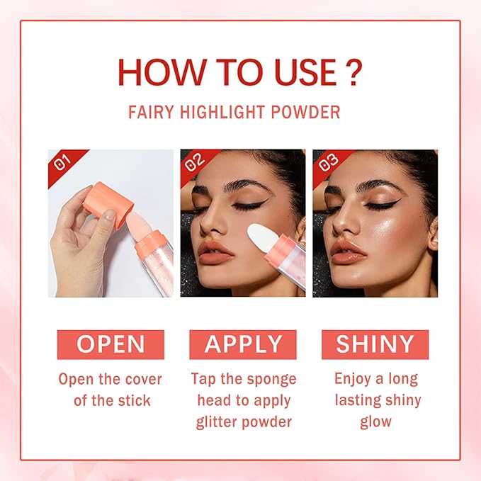 Polvo De Hadas Highlighter Powder Stick Body Shimmer White Moonbeam