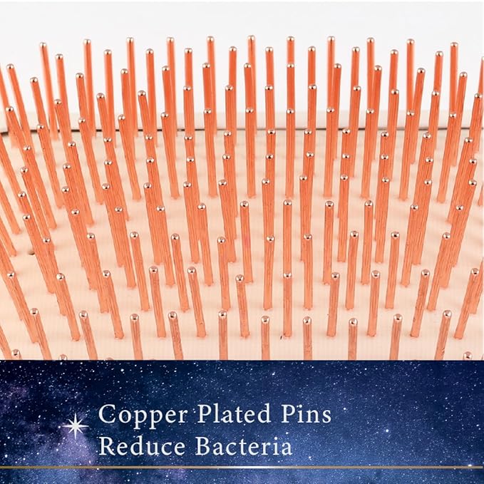 Pandora's Beauty Box Rose' Copper Massage Brush - Hair & Scalp Care, Dandruff Relief, Relaxation (Large)