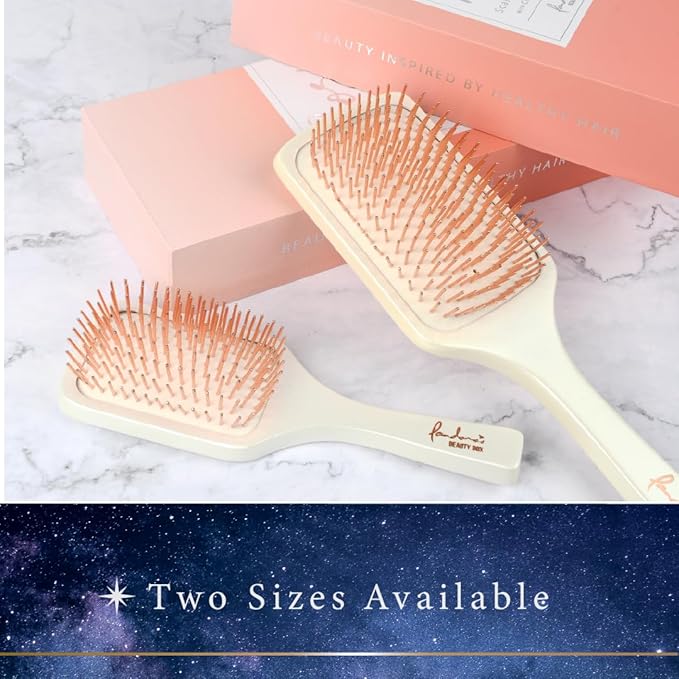 Pandora's Beauty Box Rose' Copper Massage Brush - Hair & Scalp Care, Dandruff Relief, Relaxation (Large)