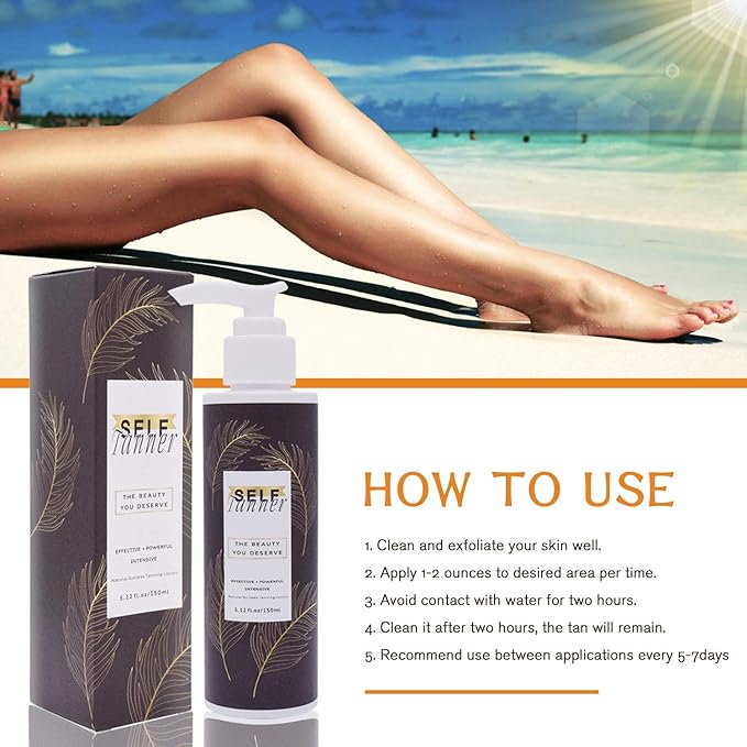 Self Tanner Sunless Tanning Lotion — indoor tanning lotion for tanning beds outdoor Sun-Kissed Glow Non-Transfer Bronzing Formula Your Radiance - Non-Transfer, Vegan-Friendly, Cruelty-Free Bronzing Formula, 5.12 Fl Oz