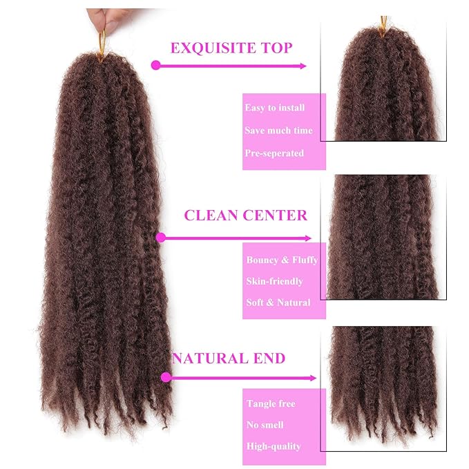 Marley Twist Braiding Hair 24 Inch 8 Packs โ Fluffy&Tangle-Free Cuban Twist Hair for Braiding, Natural Look Synthetic Long-Lasting Spring Afro Kinky Twist Hair Extensions (30)