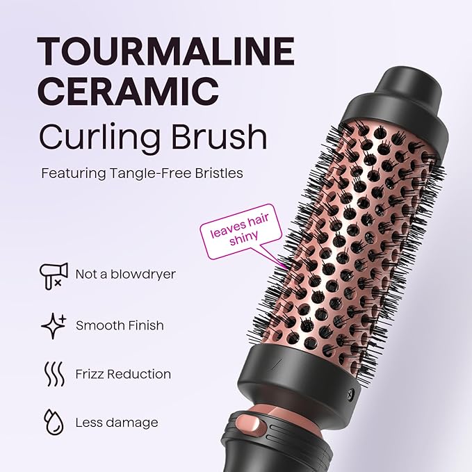 Wavytalk 5 in 1 Curling Wand Set, Multi Curl, Curling Wand Set with Curling Brush and 4 Interchangeable Ceramic Curling Wand(0.5”-1.25”), Instant Heat Up Wand Curling Iron (Rose Gold)
