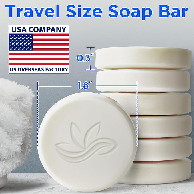 BERGMAN KELLY - Hotel Soap Bars - White Tea, 0.5 oz, 200 PK - Travel Size Luxury Bulk Amenities Bar Soap, Mini Individually Wrapped Round Soap - Small Toiletries for Airbnb, Motel, Guest Bathroom