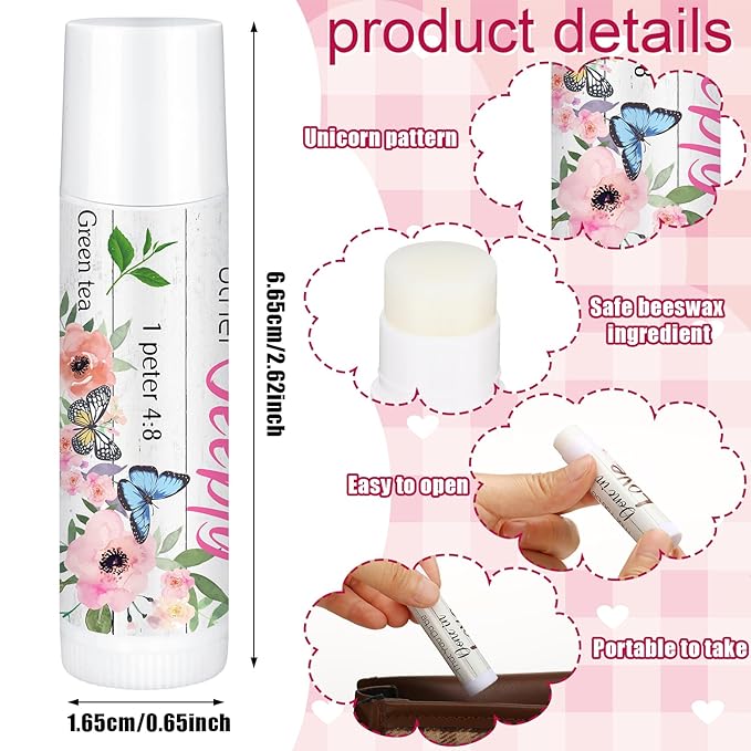 50 Pcs Lip Balm Bulk Christian Gift for Women Faith Religious Bible Verse Lip Balm Inspirational Gift Scripture Moisturizing Lip Care Product for Coworker Sister Teacher(Wildflower)