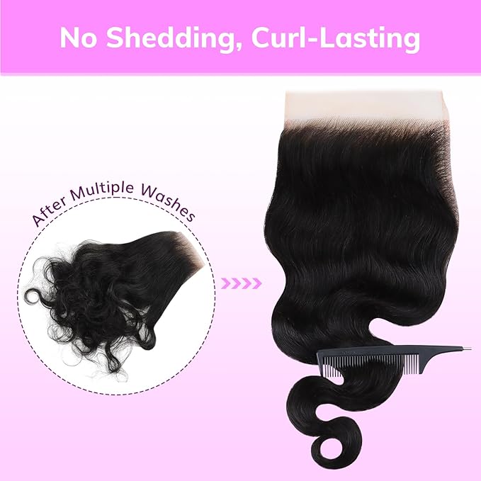 IDN Beauty Skinlike Real HD 6x6 Lace Closure Human Hair 18 Inch Body Wave - Bleached Single Knots, Ultra-thin 0.1 mm Pre-Plucked Hairline Virgin Human Hair