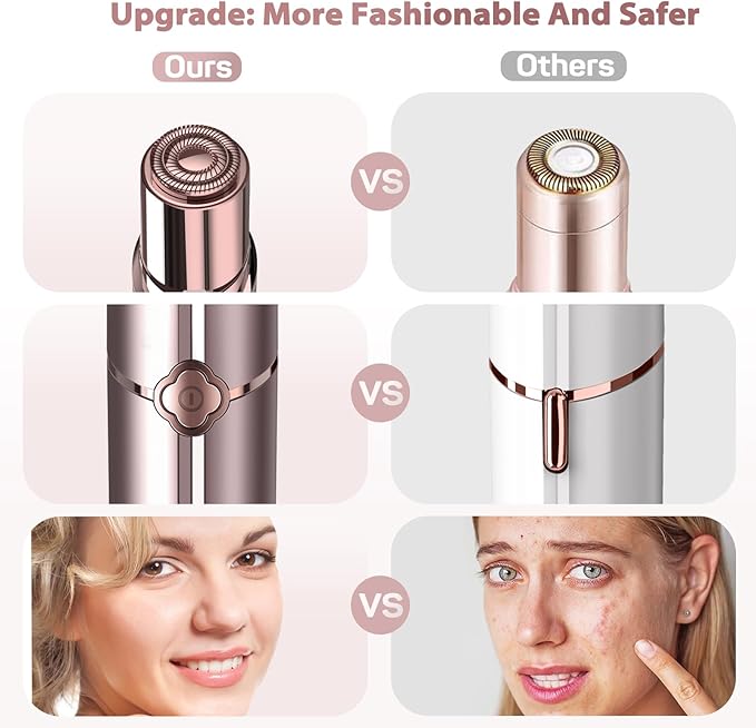 Hair Removal Device, Facial Hair Removal for Women- Gurelax Womens Hair Remover Painless Face Hair Removal/Shavers for Chin Upper Lip Peach Fuzz-Included 4 x Replacement Heads