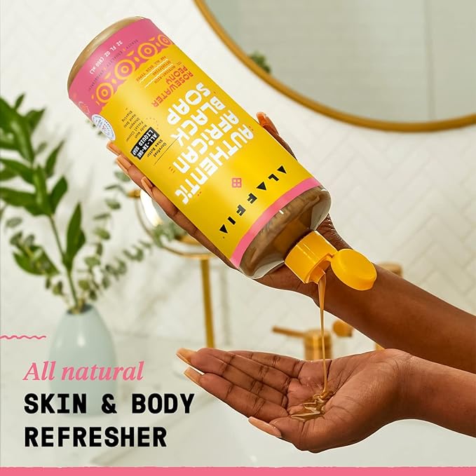 Alaffia Authentic African Black Soap, Rosewater Peony, 2-Pack – All-in-One Moisturizing Cleanser for Face, Hands, Body & Hair, 32 Oz Ea