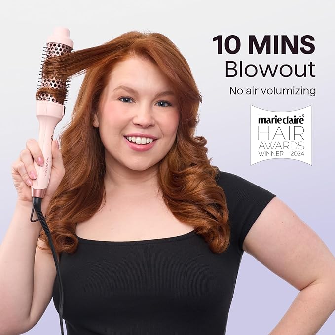 Wavytalk Thermal Brush, 1.5 Inch Blowout Express Ionic Thermal Round Brush Creates Blowout Look in 10 Minutes Makes Hair Shinier & Smoother, Dual Voltage (White)