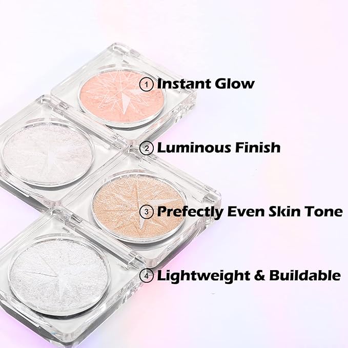 Erinde White Purple Shimmer Glitter Highlighter Highlight Makeup