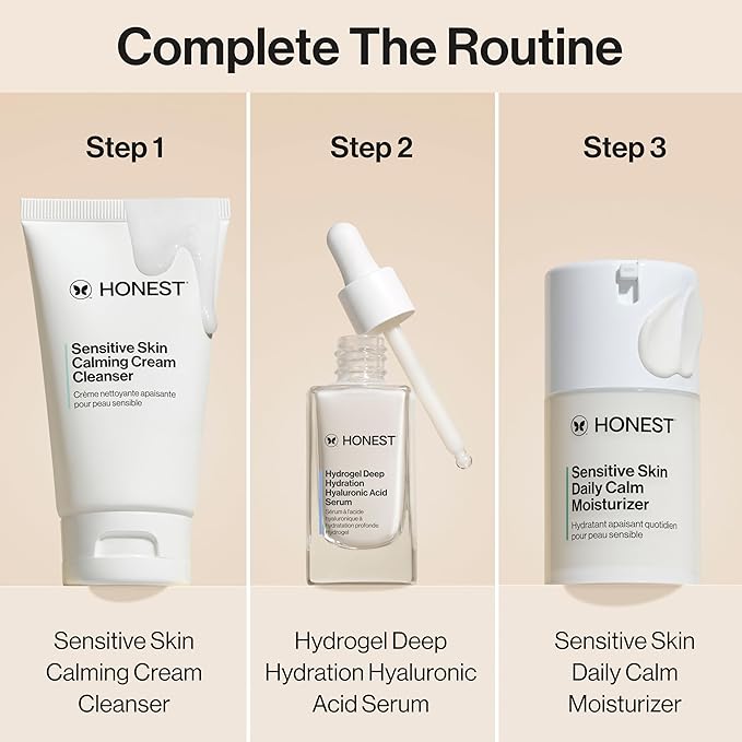 Honest Beauty Sensitive Skin Daily Calm Lightweight Moisturizer | Reduces Redness, Hydrates, + Calms Skin | Hypoallergenic, Fragrance Free, Vegan | 1.7 fl oz