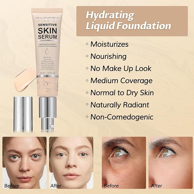 Phoera Foundation Makeup,Flawless Soft Matte Full Coverage with Porcelain, 1PC)