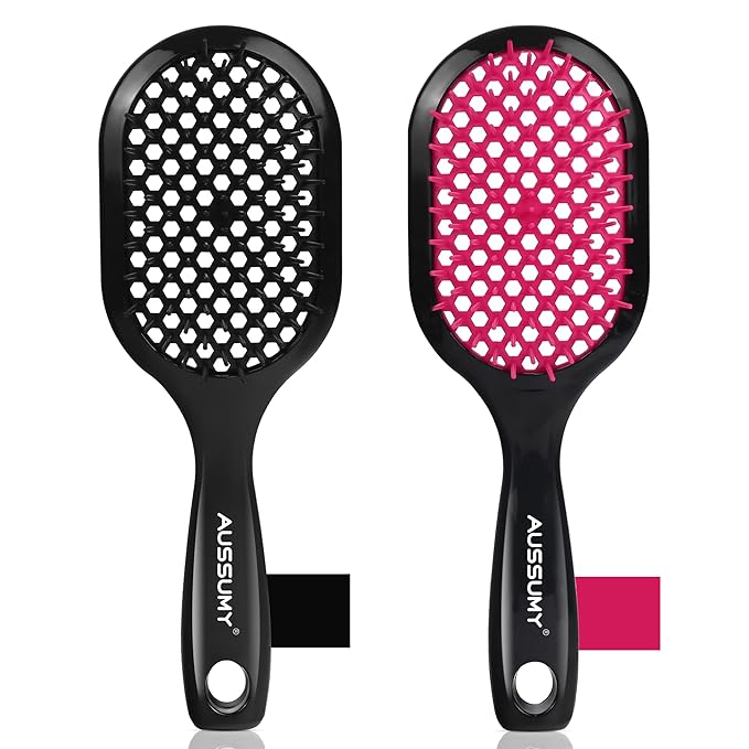 Vented Detangling Hair Brush - 2 Pack Detangler Hairbrush for Effortless Tangle Removal - Ultra-Soft Bristles -For Natural Curly Straight Wet Dry Damaged Hair for Women Men Kids