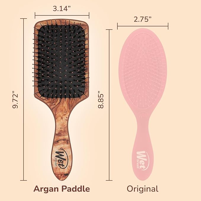 Wet Brush Paddle Hair Brush,Traditional Wood-Ultra-Soft IntelliFlexDetangling Bristles with AquaVentDesignForSpreading HairTreatmentsEvenly-Pain-Free Hair Brush For Women & Men,Shine Traditional Wood