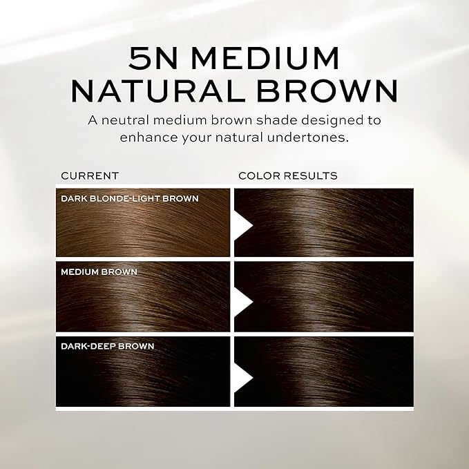 John Frieda Precision Foam Colour, Medium Natural Brown 5N, Full-coverage Hair Color Kit, Anti-Fade Gray Coverage, Deep Color Saturation Hair Dye, Pack of 2