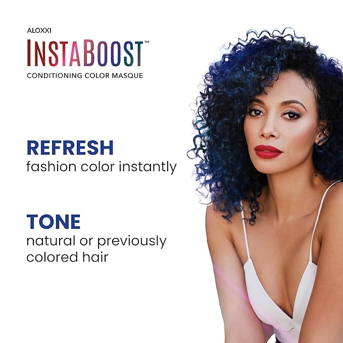 ALOXXI InstaBoost Conditioning Color Mask in True Blue, Deposits Blue Color and Deeply Conditions Hair, 6.8 Fl Oz