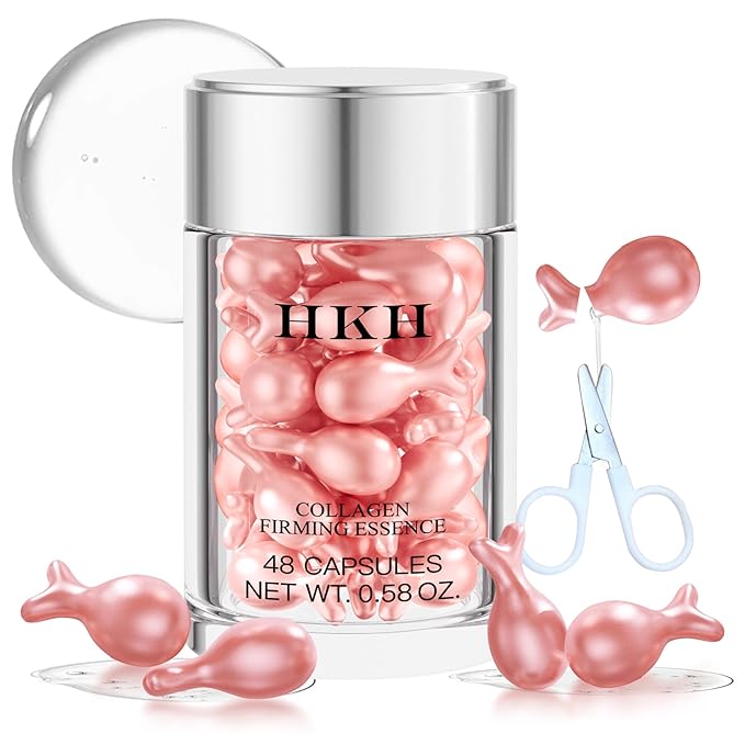 HKH Retinol Face Serum Oil - Anti-Again Night Serum Capsules with Vitamin E, Reduce Wrinkles, Firm & Hydrate Skin, Non-Greasy Formula, Travel-Friendly Skincare, with Scissors, 48 Capsules