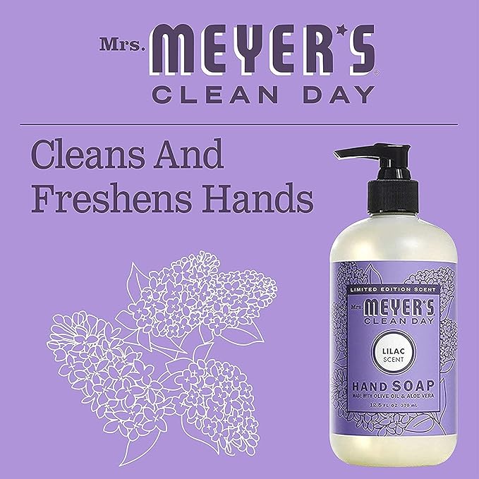 MRS. MEYER'S CLEAN DAY Liquid Hand Soap Bottle, Lilac, 12.5 Fl Oz (Pack of 6)