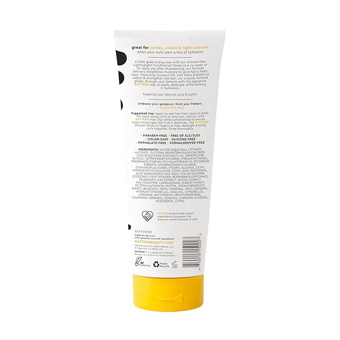 PATTERN Beauty by Tracee Ellis Ross Lightweight Conditioner, 13 Fl Oz, Rich Moisture for Curlies, Coilies and Tight-Textured Hair, 3a-4c