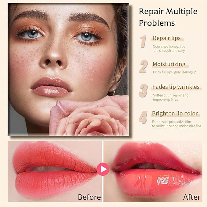 5PCS Bee Lip Balm Honey Pot,Mint&Juicy Peach&Watermelon&Cherry&Apple&Coconut Lip Mask Overnight Propolis Moisturizing Lip Balm Hydrating Prevention Dry and Crack Lip Scrubs Exfoliator Lip Wrinkle Care