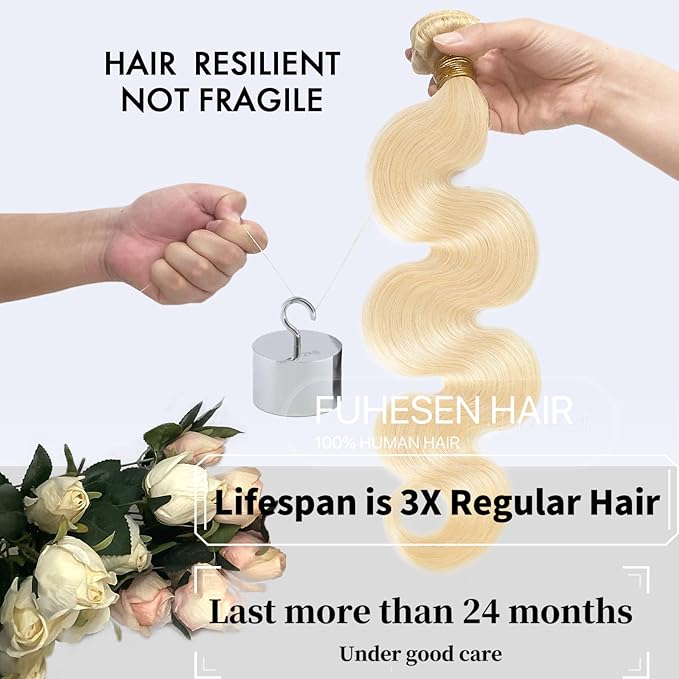 613 Blonde Bundles Human Hair 16A Body Wave Hair Bundle Brazilian Quick weave Deals 16Inch Wet Wavy Hair Unprocessed Real Human Hair Extensions for Women