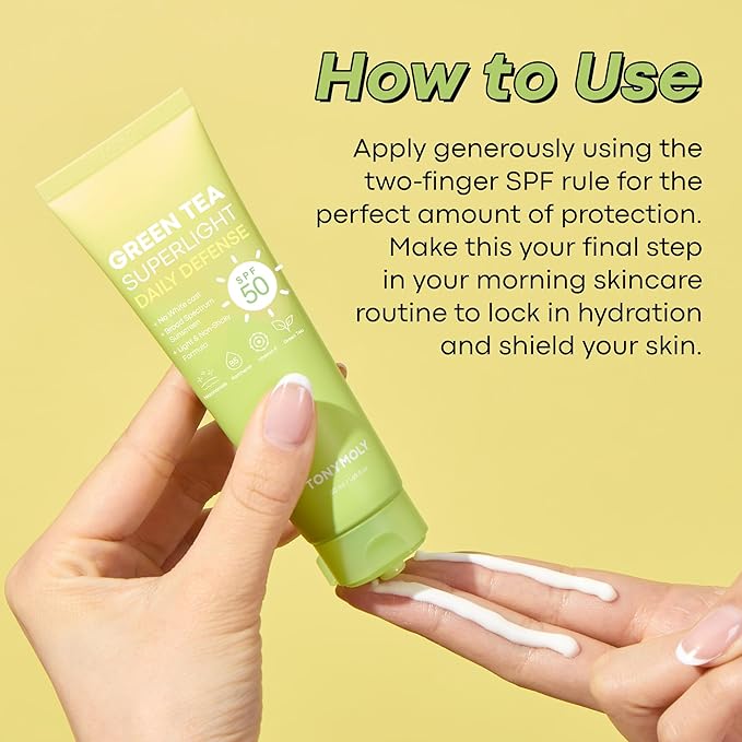 TONYMOLY Green Tea Korean Sunscreen for Face, Travel Size Sunscreen SPF 50, Non-Greasy & No White cast, Daily Broad Spectrum UV Protection with Niacinamide, Panthenol & Hyaluronic Acid, 50ml