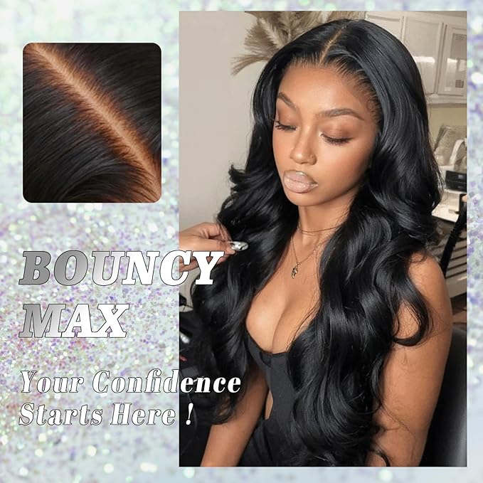 13x6 Full Frontal SKINLIKE Real HD Lace Wig, 0.10mm Ultra-thin Invisible HD Lace 200% Density Pre-Plucked Hairline Bleached Tiny Knots Swiss Lace Front Wigs Human Hair 28 Inch